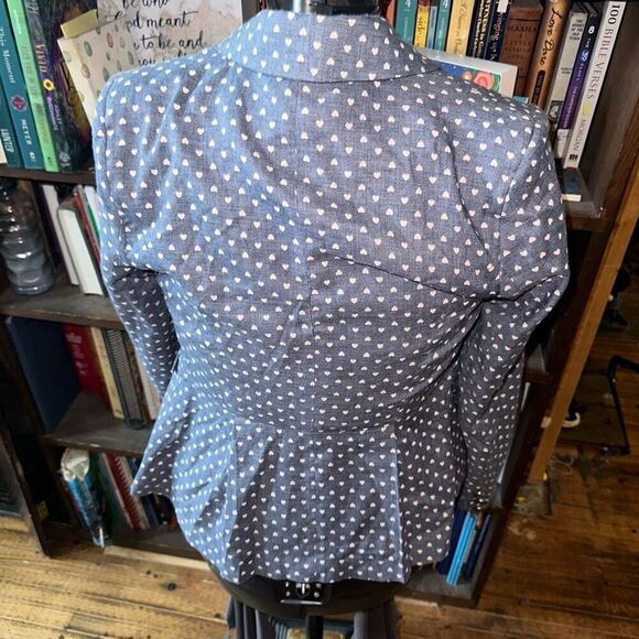 ModCloth sleuth heart print peplum S business casual blazer - Picture 4 of 5